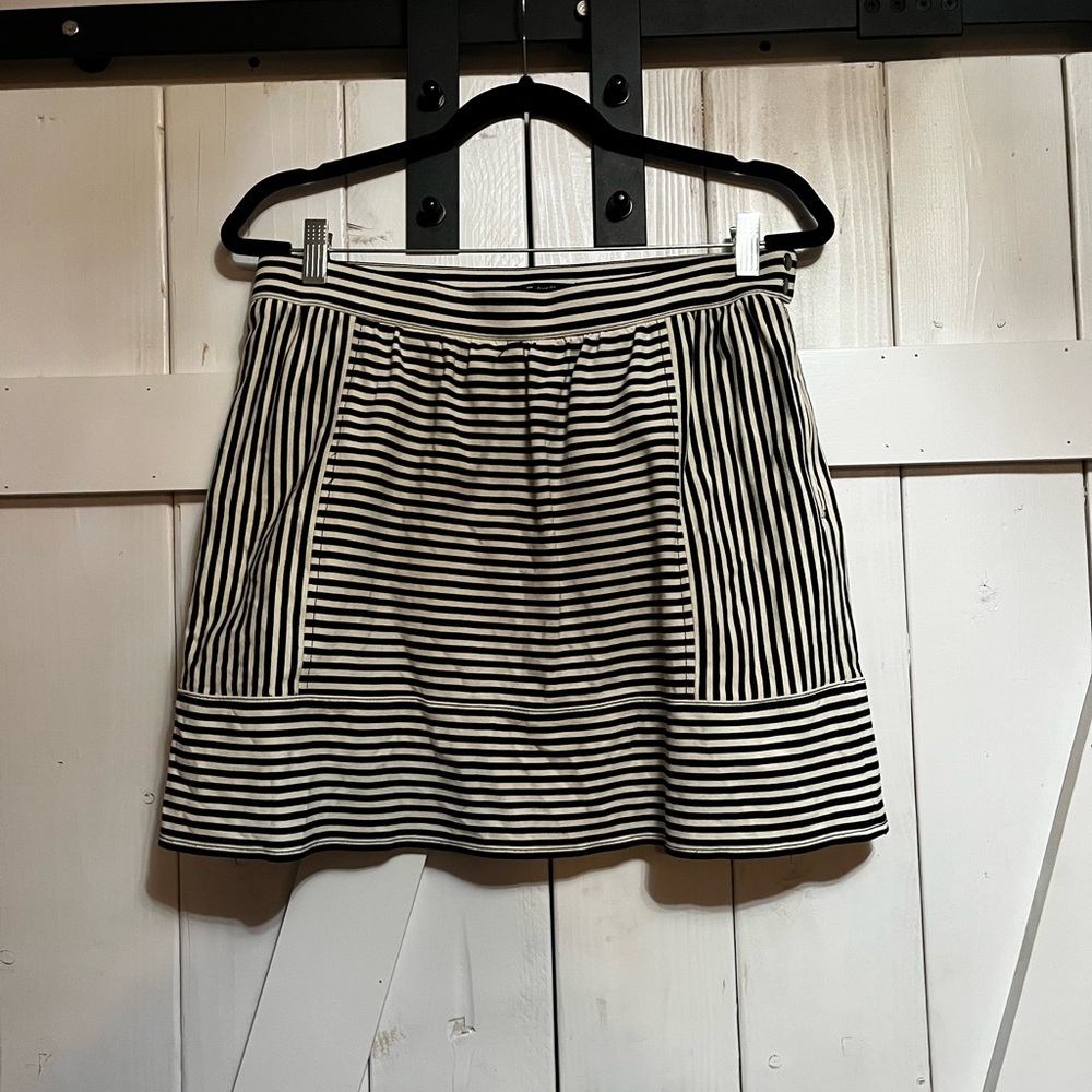 Madewell Black and White Striped Mini Skirt